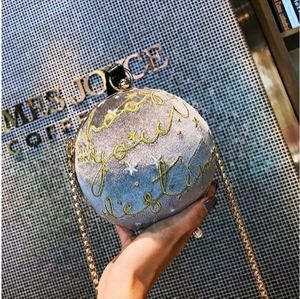 Galaxy Velvet Crossbody Chain Round Ball Purse Bag